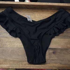 Aerie Black Ruffle Bikini Bottom
